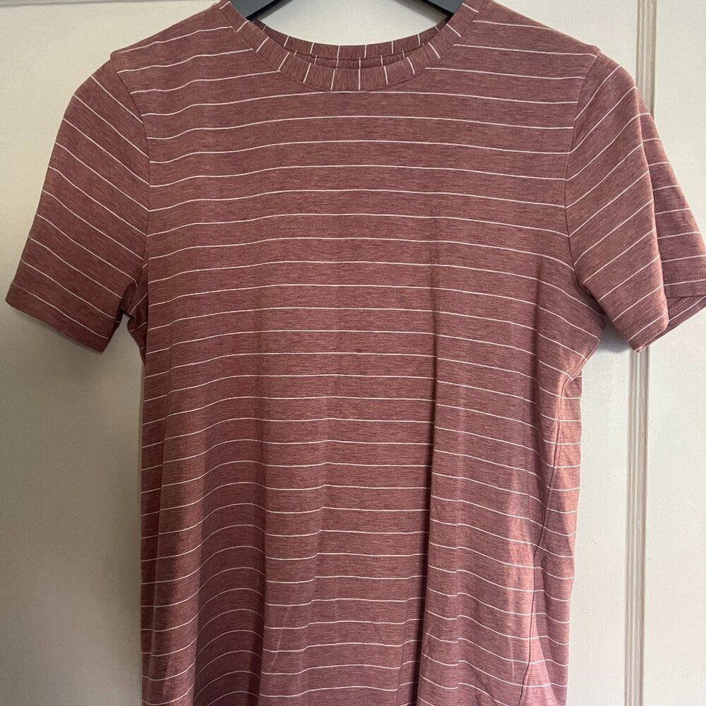 Lululemon Heathered Salmon White Stripe Shirt
